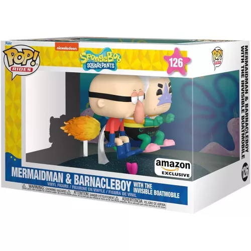 Funko Pop! Mermaidman & Barnacleboy with the Invisible Boatmobile #126 Box