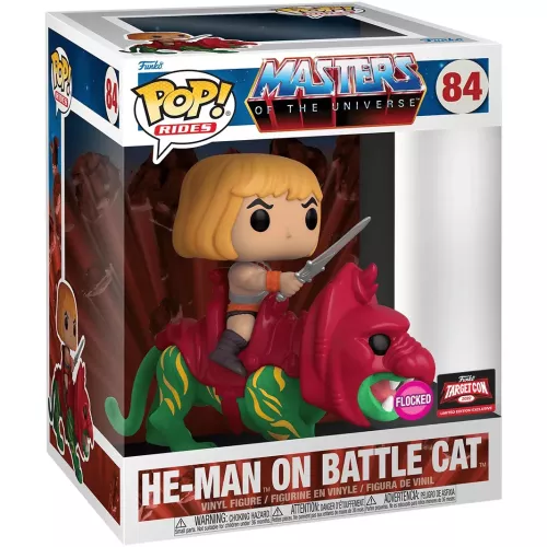 Funko Pop! He-Man on Battle Cat #84 Flocked Masters of the Universe Box