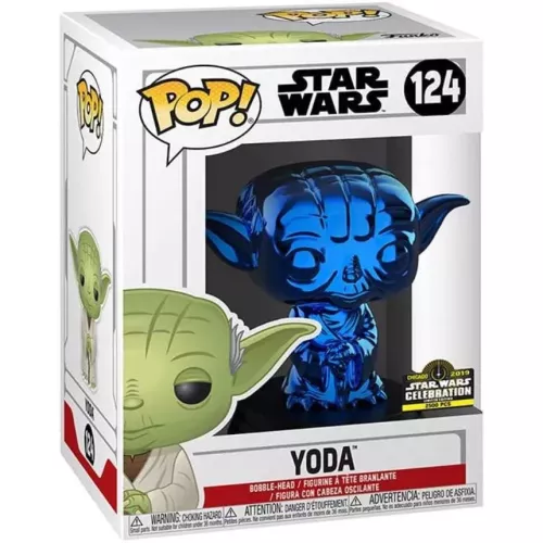 Funko Pop! Yoda #124 Blue Chrome Star Wars Vinyl Figure Box