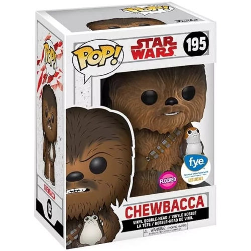 Funko Pop! Chewbacca #195 with Porg Flocked Star Wars Box