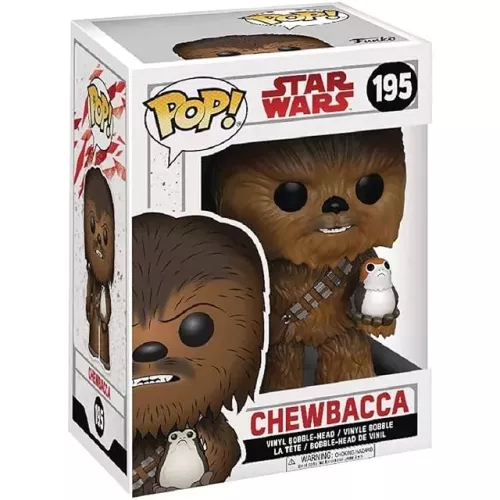 Funko Pop! Chewbacca #195 with Porg Star Wars Vinyl Figure Box