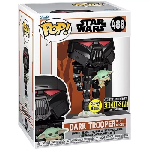 Funko Pop! Dark Trooper with Grogu #488 Glows in the Dark Box
