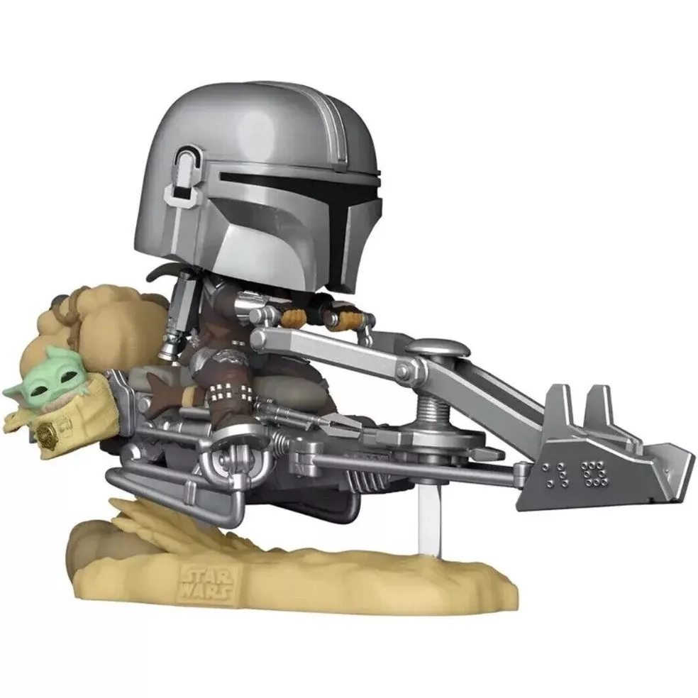 The Mandalorian on Speeder (with Grogu)
