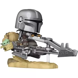 The Mandalorian on Speeder (with Grogu)