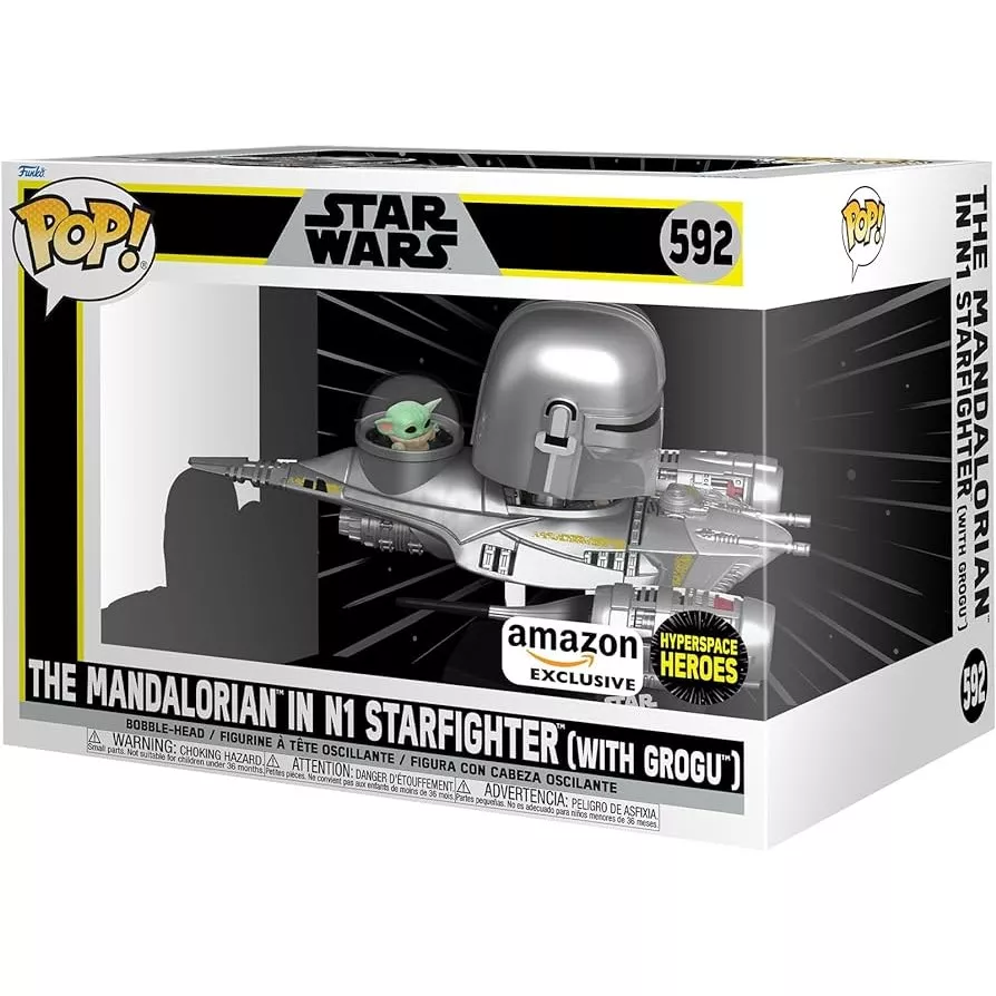 The Mandalorian in N1 Starfighter (with Grogu) Box