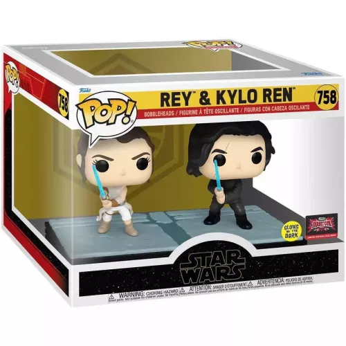 Funko Pop! Rey & Kylo Ren #758 Glows in the Dark Star Wars Box