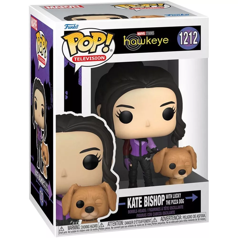 Kate Bishop with Lucky the Pizza Dog Box