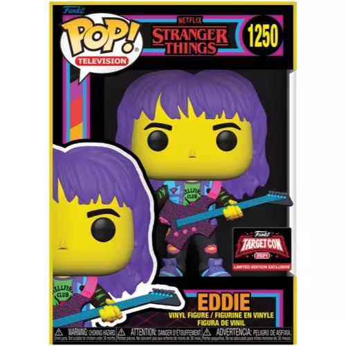 Funko Pop! Eddie #1250 with Guitar Blacklight Netflix Stranger Things Box