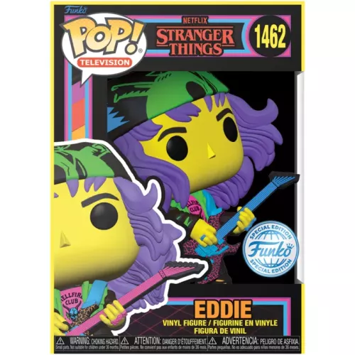 Funko Pop! Eddie #1462 with Guitar Blacklight Netflix Stranger Things Box