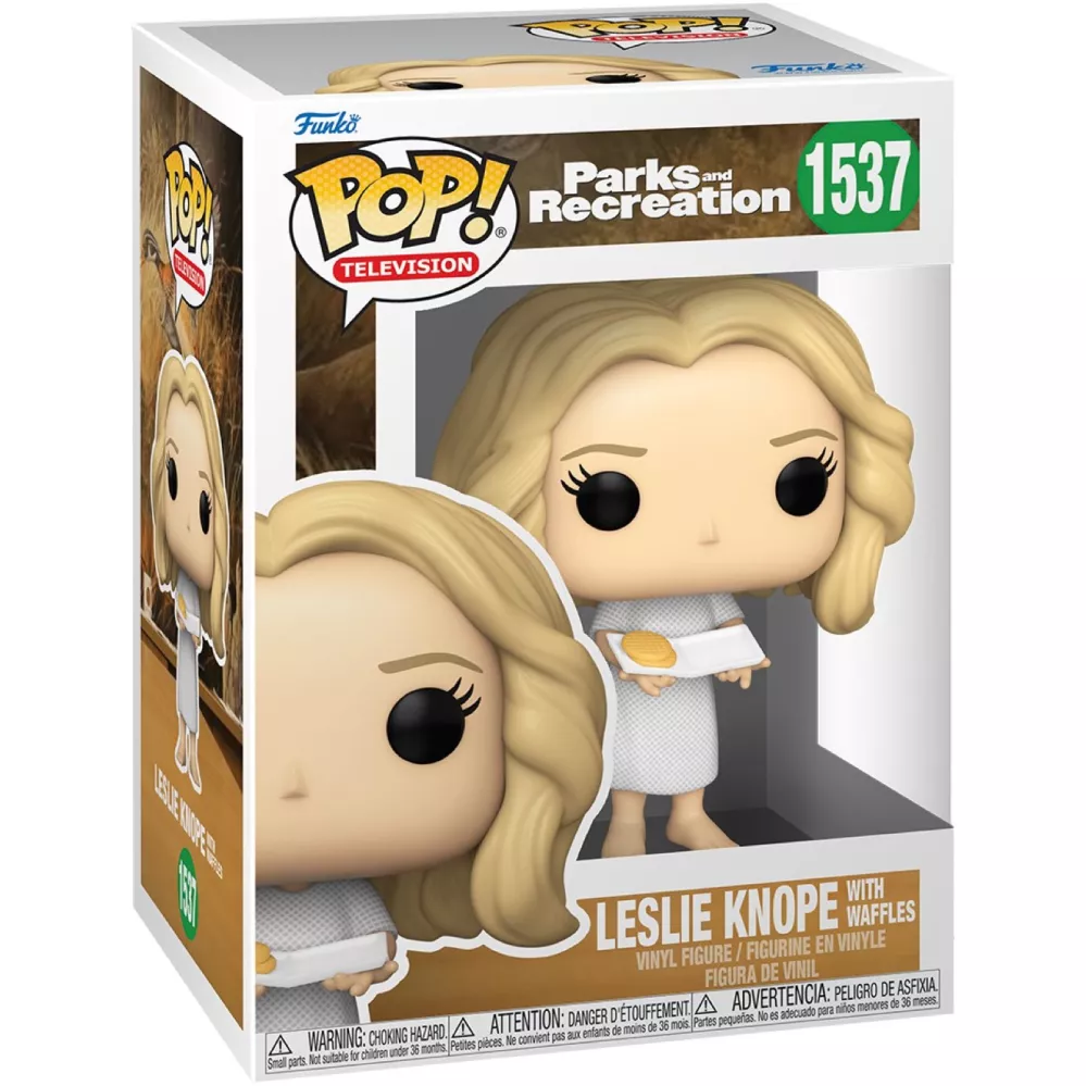 Leslie Knope with Waffles Box
