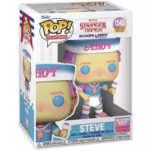 Funko Pop! Steve #1545 Netflix Stranger Things Scoops Ahoy Ice Cream Parlor Sherbert Surprise Box