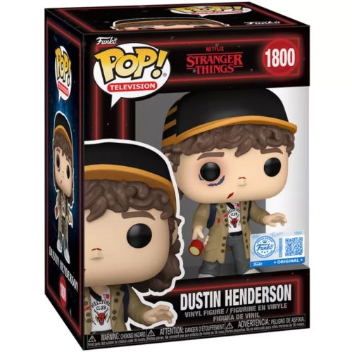 Funko Pop! Dustin Henderson #1800 Battle Damaged Netflix Stranger Things Box