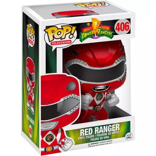 Funko Pop! Red Ranger #406 Action Pose Metallic Mighty Morphin Power Rangers Box