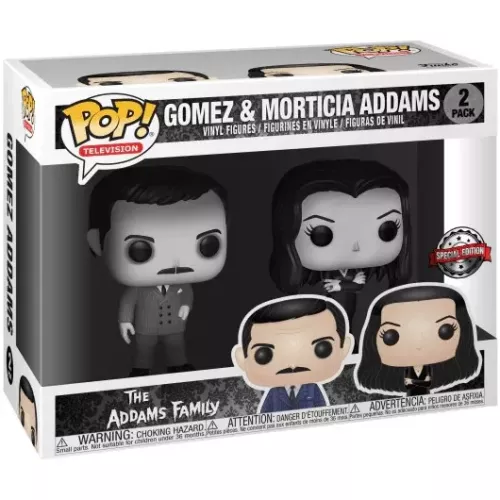 Funko Pop! Morticia Addams 2 Pack Black and White The Addams Family Box